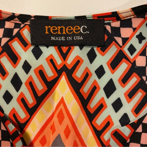 Renee C. Geometric Print Sleeveless V Neck Top - Picture 7 of 10